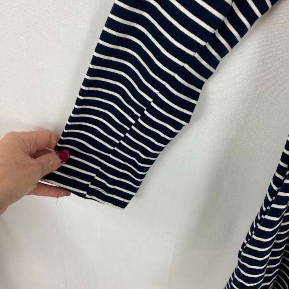 Umgee Preppy Striped Long Sleeve Suede Accent Knee Length T-Shirt Dress Sz Med. - Picture 11 of 16